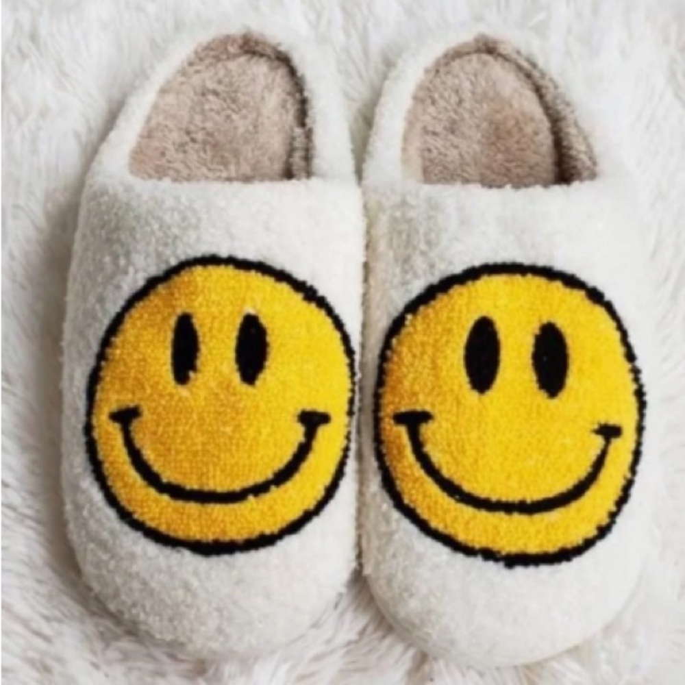 Smiley Happy Face Slippers New, Size 5-6 Small, $12.00